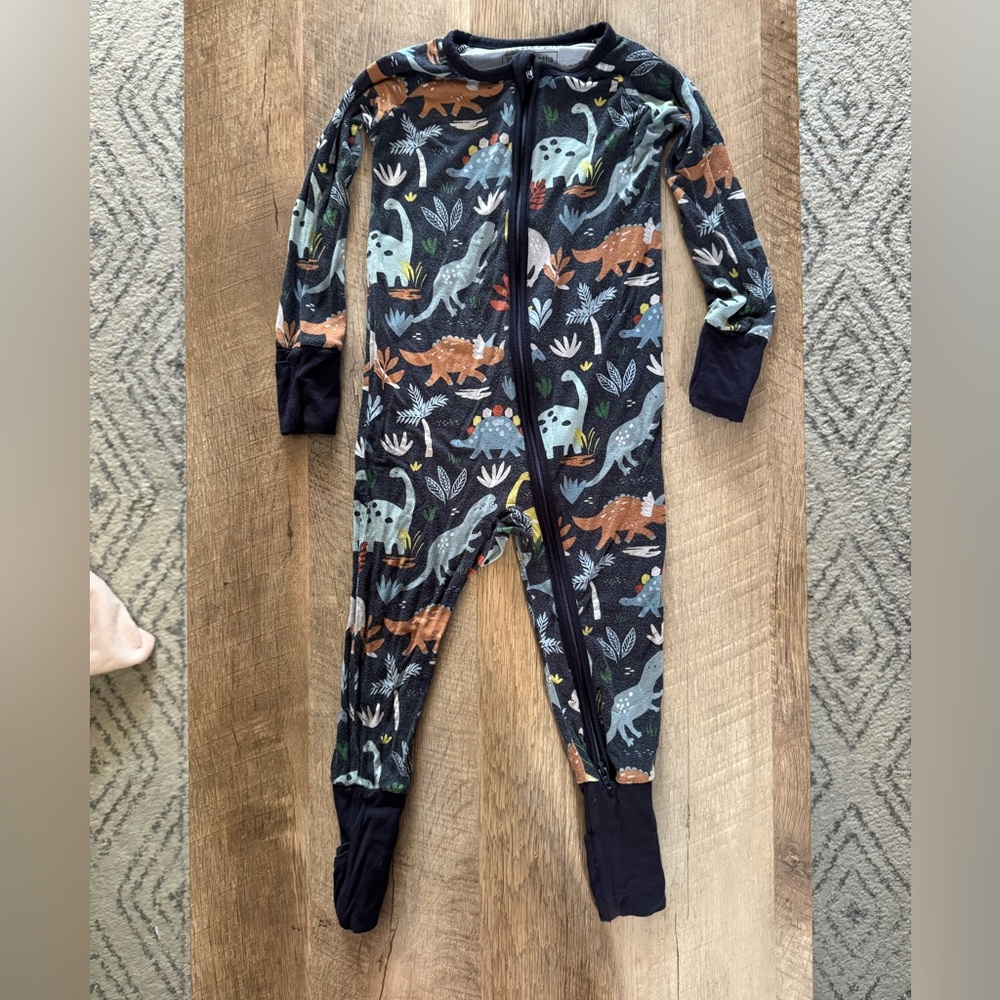Little Sleepies Dinosaur Print One Piece - Navy and Multicolor